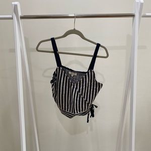 Blue white crop top